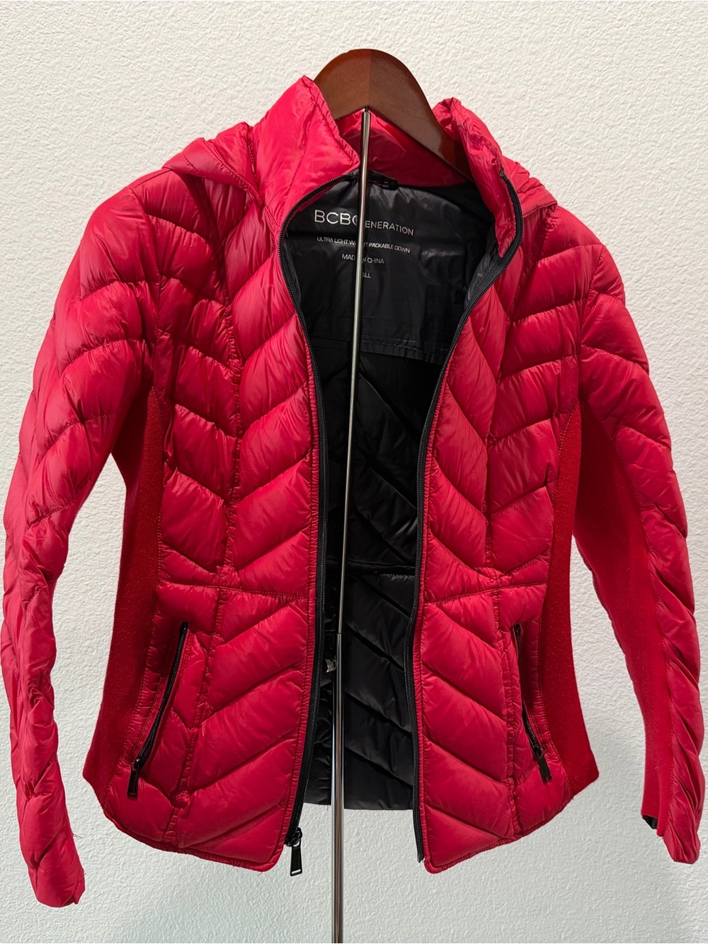BCBGeneration Women's Hot Pink Quilted Puffer Jacket